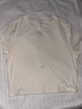 ALO Ribbed Sea Coast Cropped Short Sleeve Tee